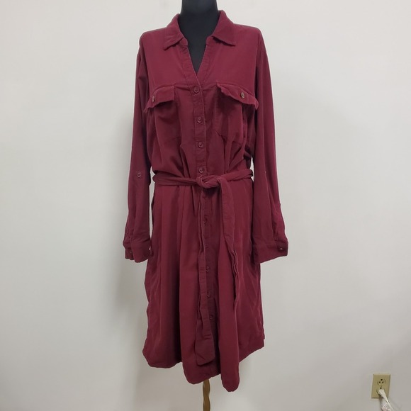 St. John's Bay Dresses & Skirts - Women's Button-Front Shirt Dress in Burgundy